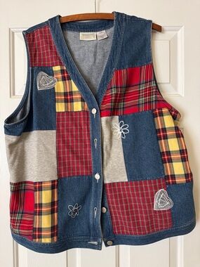 Vintage Susan Bristol Patch Vest 1X